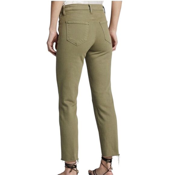 L'Agence Sada Jeans Womens 30 Green Basil Cropped High Rise Slim Raw Hem Pants - Picture 2 of 11